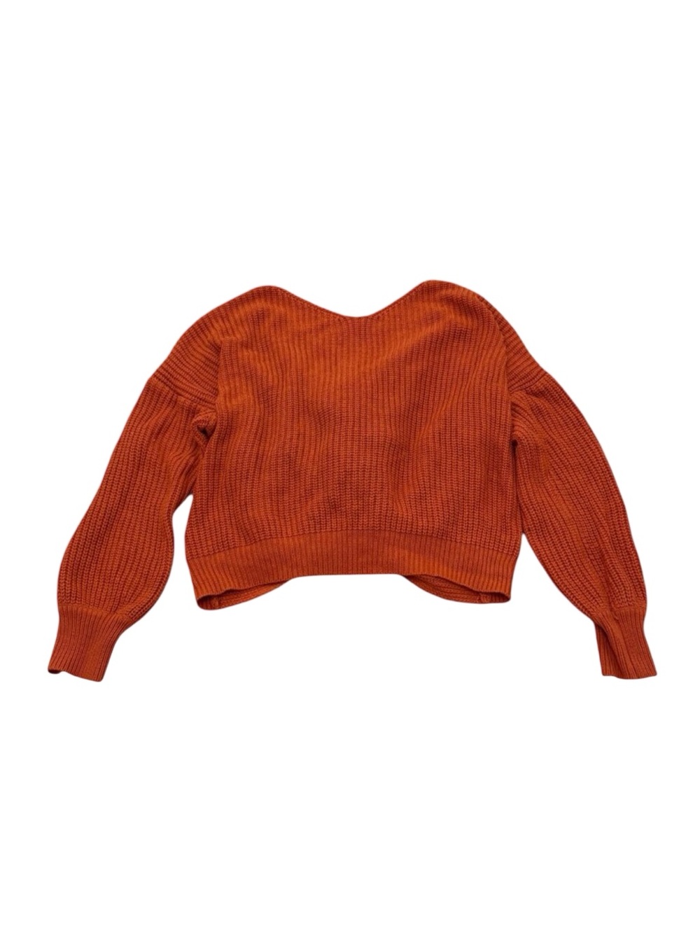Windsor Rust Twist Front Knit Sweater Cropped Long Sleeve